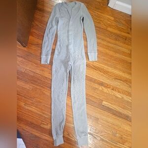 Light Teal Waffle Ribbed Button-Up Onsie Pjs By SKIMS Size XS